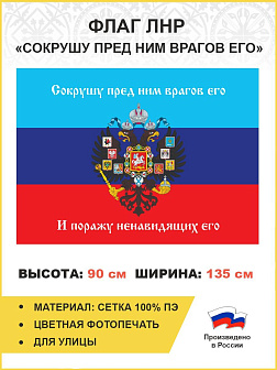 Флаг 081 Новороссия ЛНР_Сокрушу пред ним врагов его, 90х135 см, материал сетка для улицы