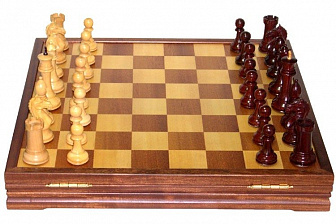 Шахматы классические большие деревянные утяжеленные, самшит, сандал (высота короля 4,00")