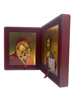 Каталог товаров pravzhizn Венчальные иконы Спаситель и Казанская с золочением УЛ 13х16 в бархатном складне Венчальные иконы Спаситель и Казанская с золочением УЛ 13х16 в бархатном складне