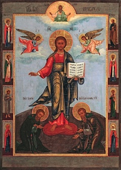 Икона Господь с предстоящими Сергием и Варлаамом (Спас Смоленский)