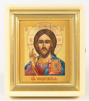 Икона живописная в киоте 18х24 масло, золоченый нимб и подрамник