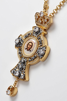 Крест наперсный №1449 / Фианиты / золочение, серебрение