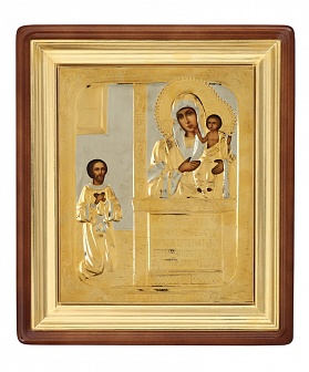 Икона писаная маслом ''Богородица Нечаянная Радость'' в киоте