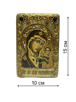 Настольная икона ''Образ Казанской Божией Матери'' на мореном дубе