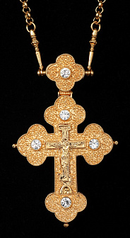 Крест наперсный №95 / золочение / литьевое распятие серебро (УИН)