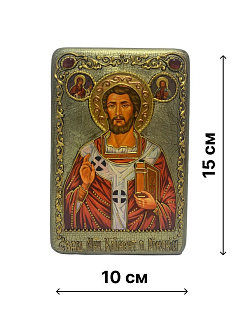Настольная икона ''Священномученик Климент, папа Римский'' на мореном дубе
