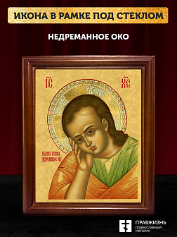 Икона Господа Иисуса Христа Недреманное Око, деревянная рамка со стеклом 15х18х2 см 1224