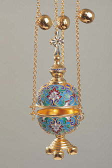 Кадило круглое филигрань, эмаль / золочение