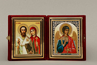 Икона Складень КИПРИАН, Священномученик и ИУСТИНА, Мученица и АНГЕЛ Хранитель