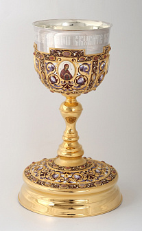 Потир 3.0л 4-финифти, филигрань, эмаль №5 / золочение / серебряный стакан (УИН)