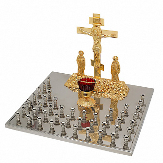 Крышка панихидного стола 44 свечи нержавеющая сталь частичное золочение