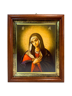 Икона Умиление Божия Матерь на холсте в киоте 141