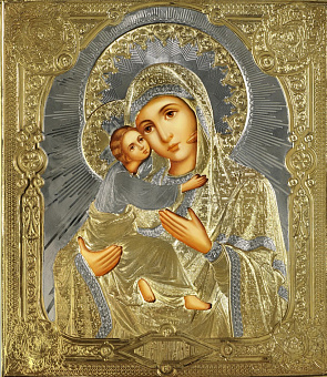 Икона живописная Божией Матери «Владимирская» 24х30, масло, риза №225, золочение