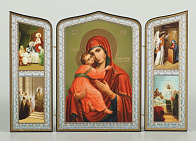 Складни деревянные 19х28 трёхстворчатые, двойное тиснение, фигурные, в упаковке Владимирская БМ