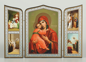 Складни деревянные 19х28 трёхстворчатые, двойное тиснение, фигурные, в упаковке Владимирская БМ