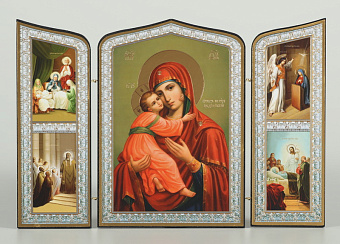 Складни деревянные 19х28 трёхстворчатые, двойное тиснение, фигурные, в упаковке Владимирская БМ