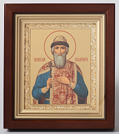 Икона в киоте 11х13 сложный, темпера, рамка золочёная Владимир равн. князь Киевск. 1