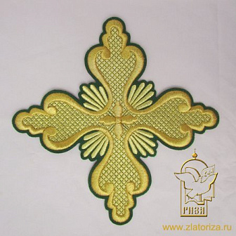 Крест Престол/Жертвенник ЛИСТЬЯ, зеленый с золотом, 26,5 см, арт. 31135
