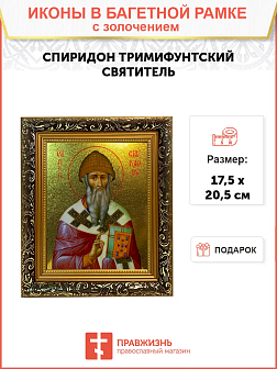 Именная икона Спиридон Тримифунтский золочение поталь 135