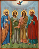 Икона Петр и Павел апостолы, Флор и Лавр мученики