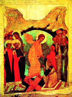 Икона Сошествие во ад 15 век (Андрей Рублев)