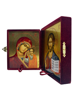 Каталог товаров pravzhizn Венчальные иконы Спаситель и Казанская с золочением УЛ 13х16 в бархатном складне Венчальные иконы Спаситель и Казанская с золочением УЛ 13х16 в бархатном складне