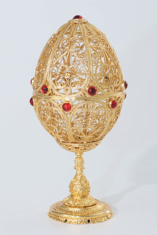 Яйцо пасхальное филигранное на подставке / золочение, электрофорез Яйцо пасхальное филигранное на подставке / золочение, электрофорез