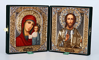 Складни живописные в футляре 24х30 масло, ризы №1, №25(бархат) Складни живописные в футляре 24х30 масло, ризы №1, №25(бархат)