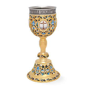 Потир 2.0л 4-финифти, филигрань, эмаль "№2" / золочение / нержавеющий стакан