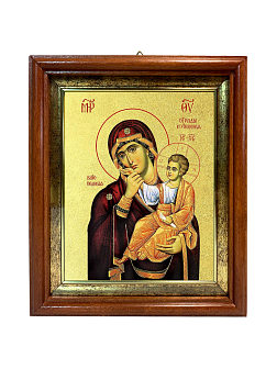 Икона Божией Матери "Отрада и утешение" (Ватопедская) с золочением поталью, 03054-УЛ Икона Божией Матери "Отрада и утешение" (Ватопедская) с золочением поталью, 03054-УЛ