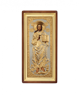 Икона живописная в киоте 50х120 масло, риза №158, киот №1 Спаситель