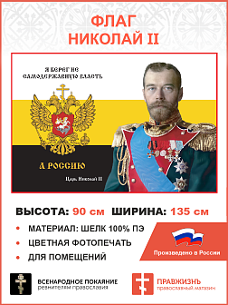 Флаг 253 Николай II Я берег не самодержавную власть а Россию триколор 90х135 материал шелк для помещ