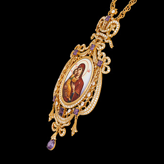 Панагия №209 / Фианиты деколь / золочение