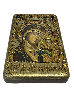 Настольная икона ''Образ Казанской Божией Матери'' на мореном дубе