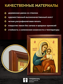 Икона Божией Матери Урюпинская, деревянная рамка со стеклом 15х18х2 см 1198
