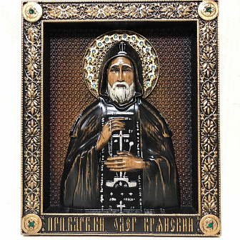 Икона Святой благоверный князь Олег Брянский, резная из дерева