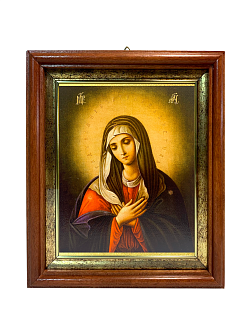 Икона Умиление Божия Матерь на холсте в киоте 141