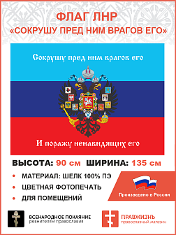 Флаг 081 Новороссия ЛНР_Сокрушу пред ним врагов его, 90х135 см, материал шелк для помещений