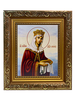 Икона Елена Царица Равноапостольная на холсте в киоте 071