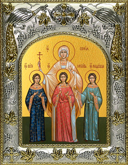 Икона складень Вера Надежда Любовь София Ангел Хранитель 044