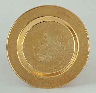 Дискос с поддискосником / ф220мм-конус потира 0, 3л / филигрань, эмаль / золочение