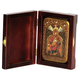 Икона Богородица Державная ручной работы из дуба в футляре