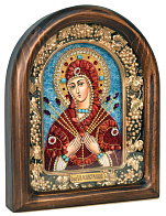 Икона ''Пресвятая Богородица Семистрельная'' ручной работы из бисера