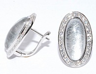 Серьги с сусальное серебро, смола ювелирная, кубическим цирконием из серебра 925 пробы