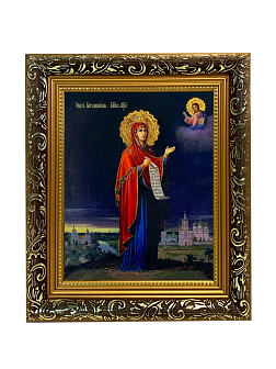 Икона Боголюбская Божия Матерь золочение поталь