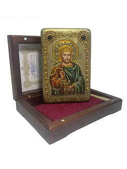 Подарочная икона ''Святой Благоверный князь Вячеслав Чешский'' на мореном дубе