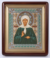 Икона в киоте 18х24 фигурный, темпера №5 Матрона (белый фон)
