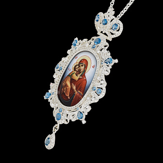 Панагия №210 / Фианиты деколь / серебрение / Владимирская БМ