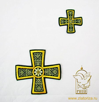Набор крестов, иерейский, ГЕОРГИЕВСКИЙ зеленый с золотом, 14 шт, арт. 22049