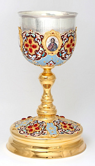 Потир 3.0л 4-финифти, филигрань, эмаль, литье №5 / золочение / серебряный стакан (УИН)